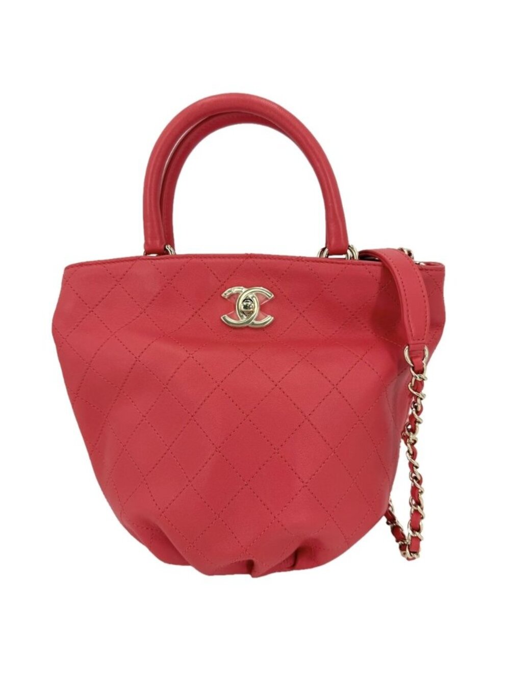 Chanel 2-Way Quilted Handbag Chain Shoulder Bag Crossbody CC Logo Leather